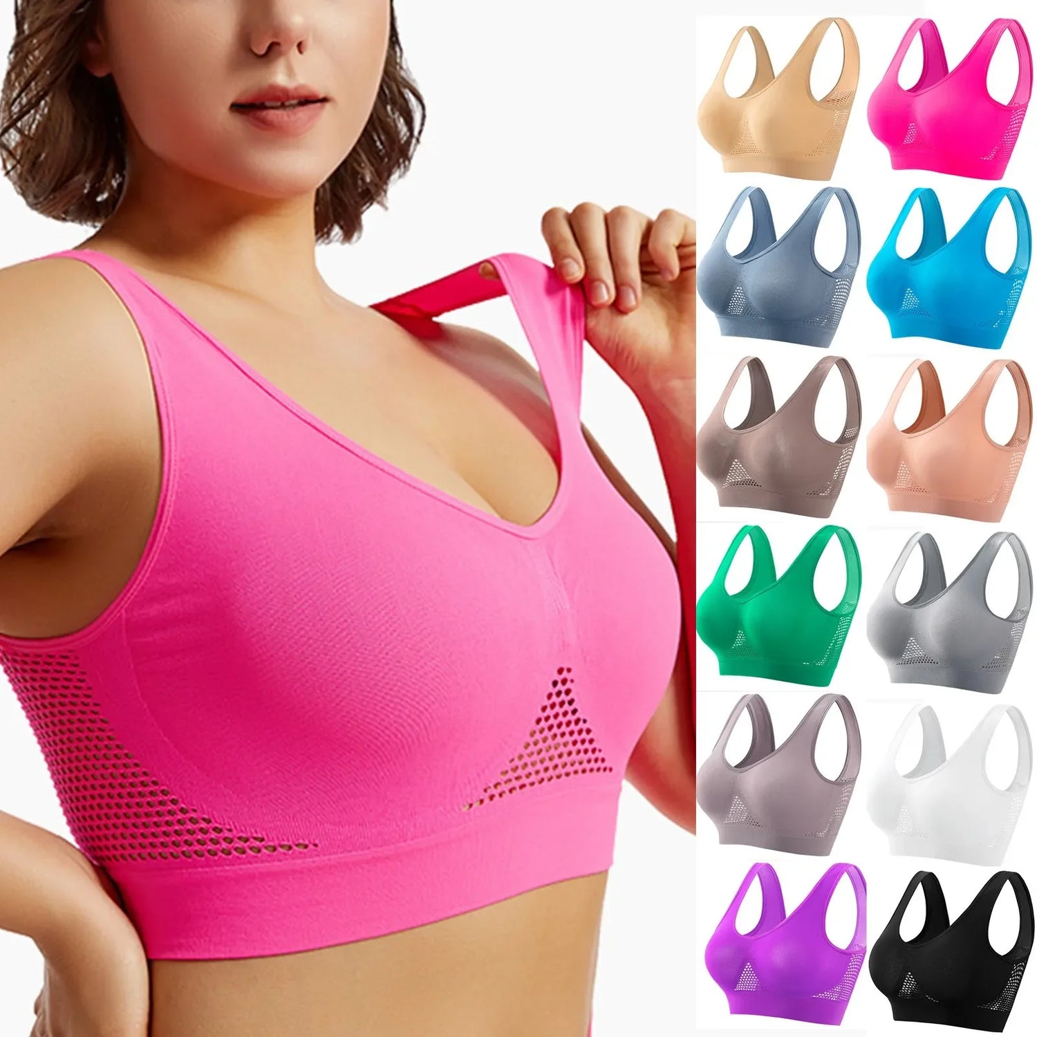 Women Anti-sagging Yoga Sports Bra High-Impact Fitness Tank Top Pi-Mart