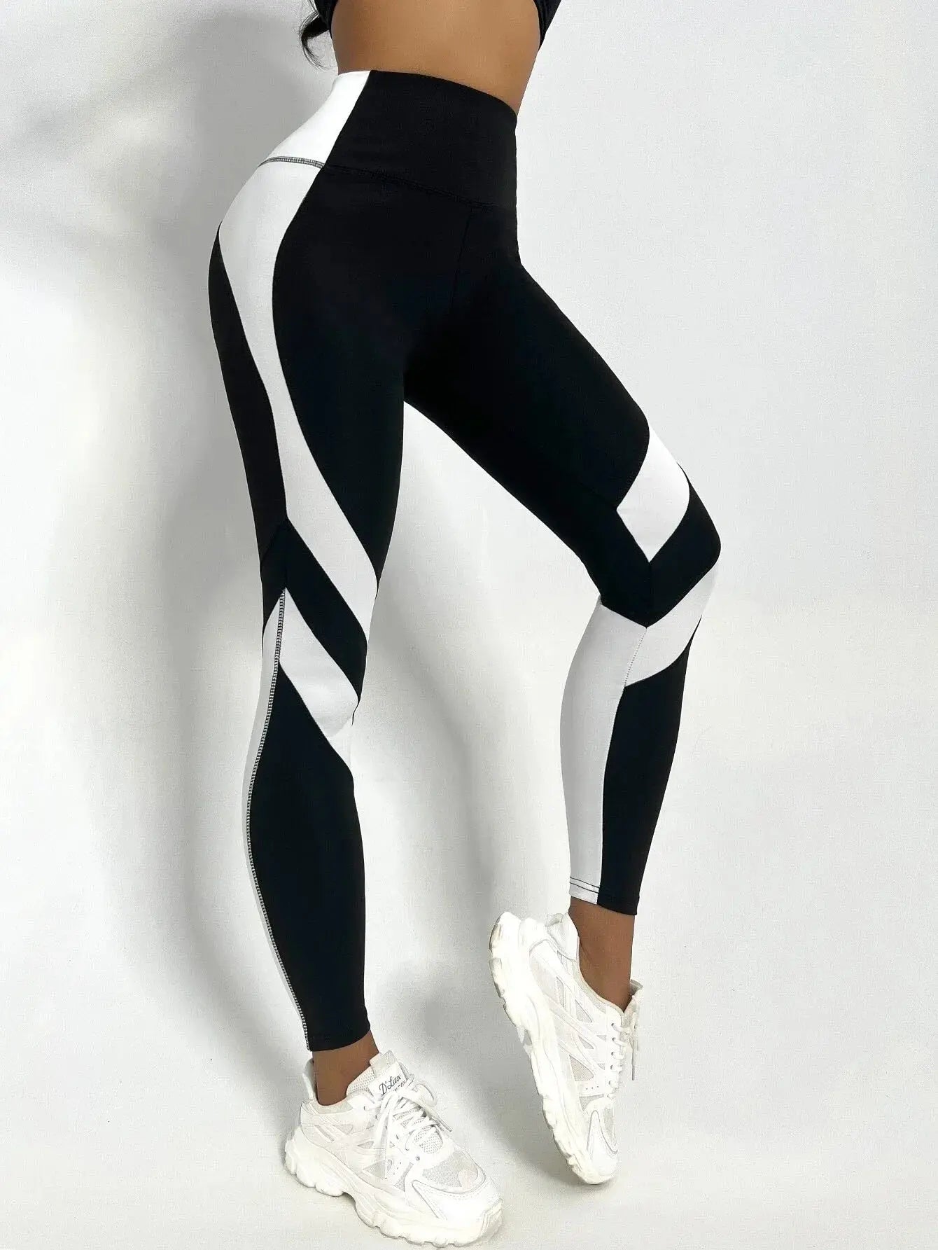 Two Tone Yoga Leggings Tummy Control Sports Tights THRIXINE