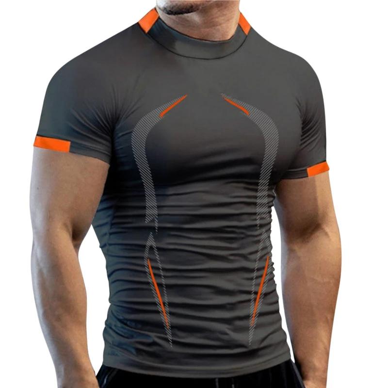 New Summer Gym Breathable T Shirt Men Quick Drying Jogging TShirt Men Training Tees Fitness Tops Running T-shirt MANDOTOS