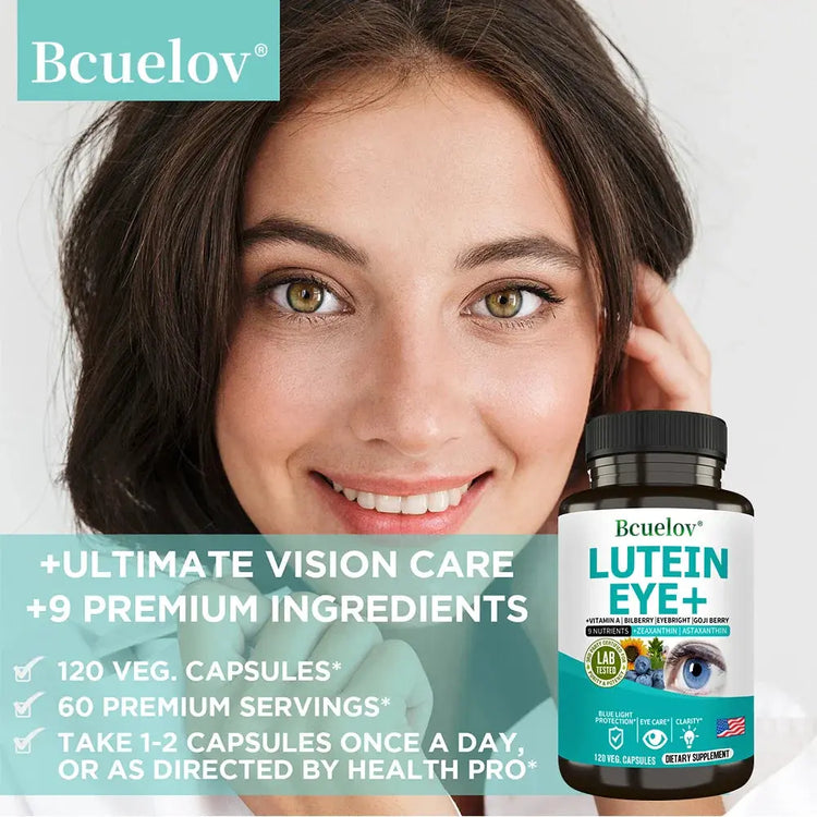 Lutein Eye + Vitamins - 9 in 1 Zeaxanthin Eyebright Bilberry Supplement Retina Eye Lens Healthy Night Vision Roksy