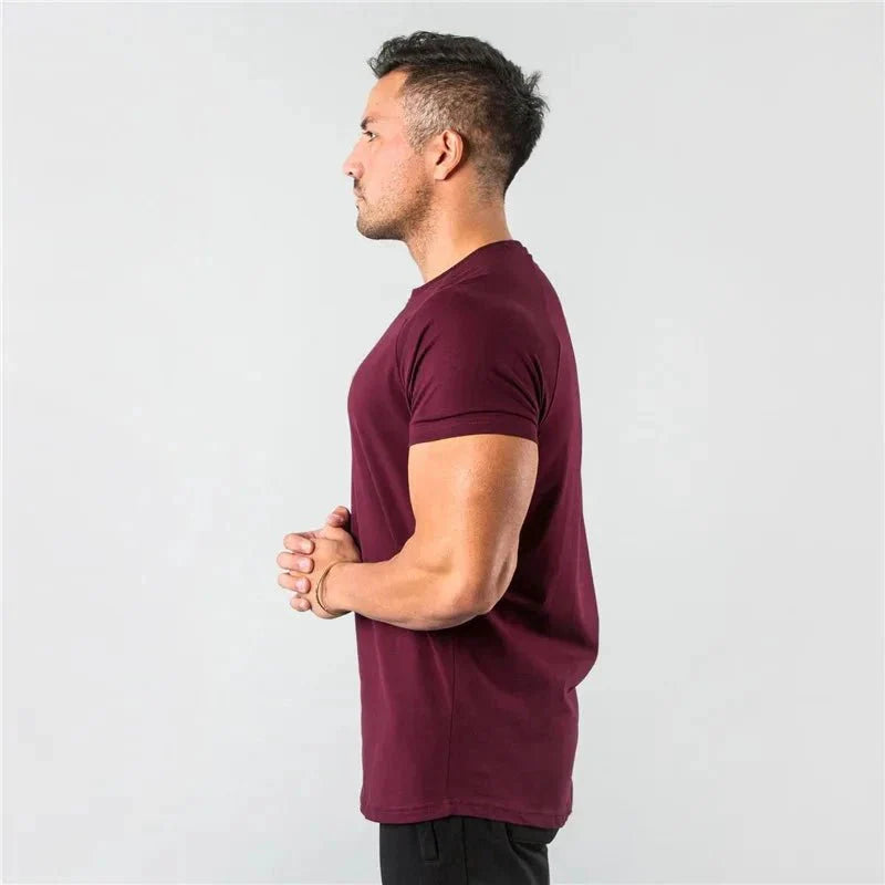 T Shirt Men Casual Short Sleeve Muscle Joggers Bodybuilding Tshirt Male Gym Fitness Tops Tee Streetwear Slim Fit Summer T-shirt MANDOTOS