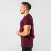 T Shirt Men Casual Short Sleeve Muscle Joggers Bodybuilding Tshirt Male Gym Fitness Tops Tee Streetwear Slim Fit Summer T-shirt MANDOTOS
