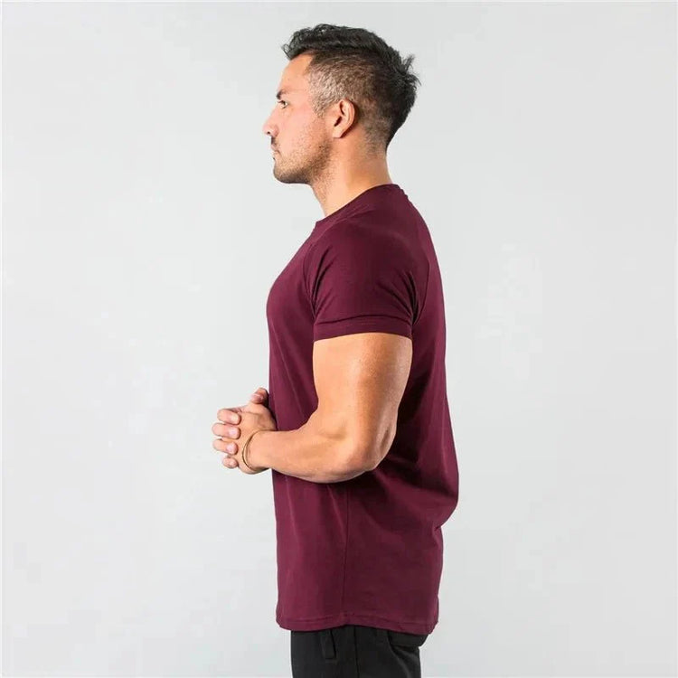 T Shirt Men Casual Short Sleeve Muscle Joggers Bodybuilding Tshirt Male Gym Fitness Tops Tee Streetwear Slim Fit Summer T-shirt MANDOTOS
