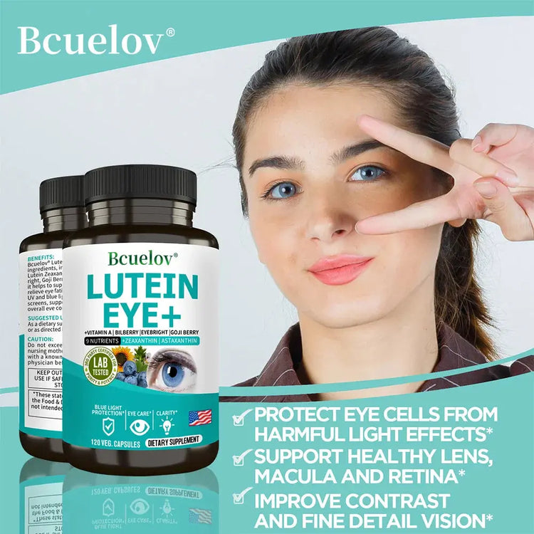 Lutein Eye + Vitamins - 9 in 1 Zeaxanthin Eyebright Bilberry Supplement Retina Eye Lens Healthy Night Vision Roksy