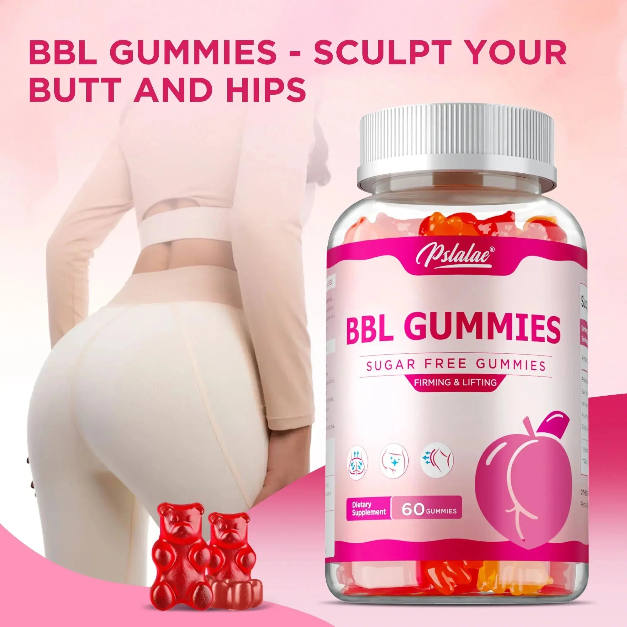 BBL Gummies - Big Butt, Manage Body Shape, Improve Appearance, Increase Confidence, Sculpt Your Butt and Hips - 60 Capsules Roksy