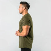 T Shirt Men Casual Short Sleeve Muscle Joggers Bodybuilding Tshirt Male Gym Fitness Tops Tee Streetwear Slim Fit Summer T-shirt MANDOTOS