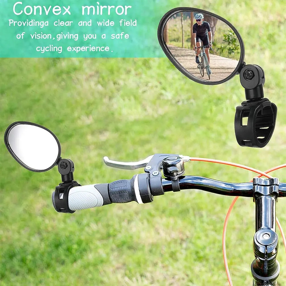 1pcs Bike Rearview Mirror 360° Adjustable Rotatable Handlebar Convex Mirror Safe Wide Angle For Bicycle Cycling Outdoor Sports Pi-Mart