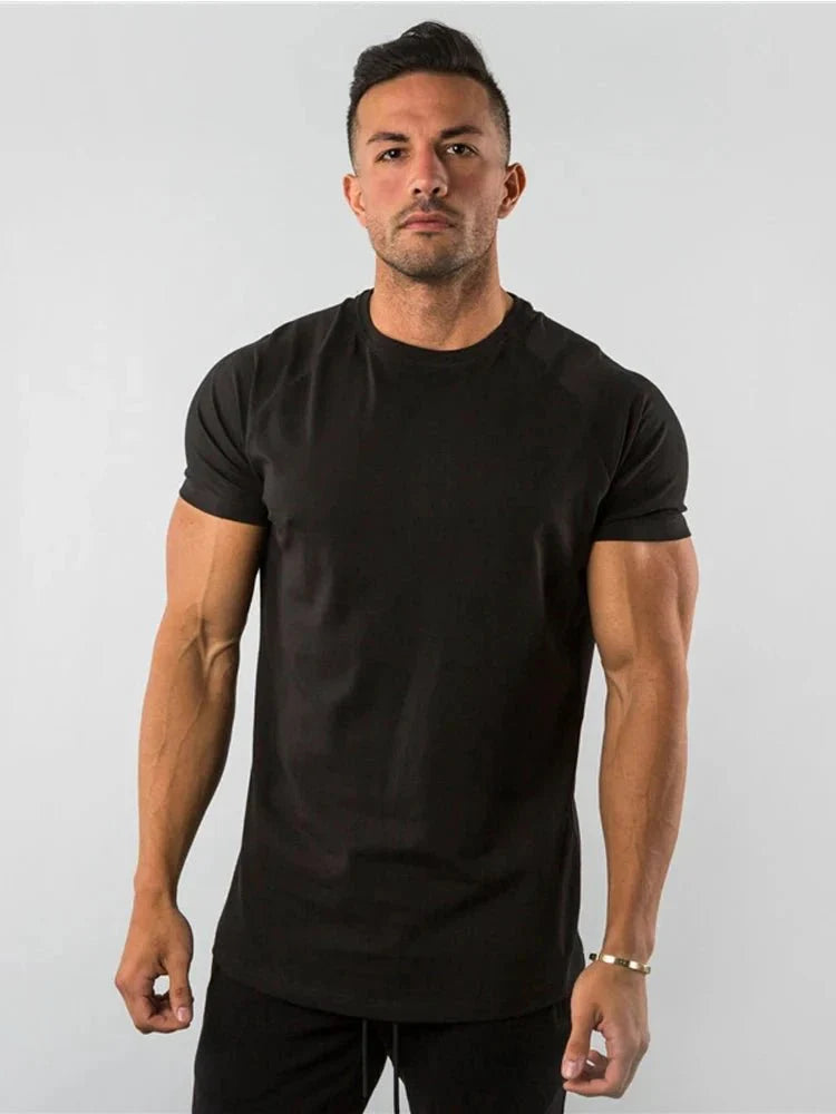 T Shirt Men Casual Short Sleeve Muscle Joggers Bodybuilding Tshirt Male Gym Fitness Tops Tee Streetwear Slim Fit Summer T-shirt MANDOTOS