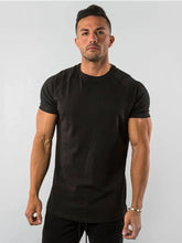T Shirt Men Casual Short Sleeve Muscle Joggers Bodybuilding Tshirt Male Gym Fitness Tops Tee Streetwear Slim Fit Summer T-shirt MANDOTOS