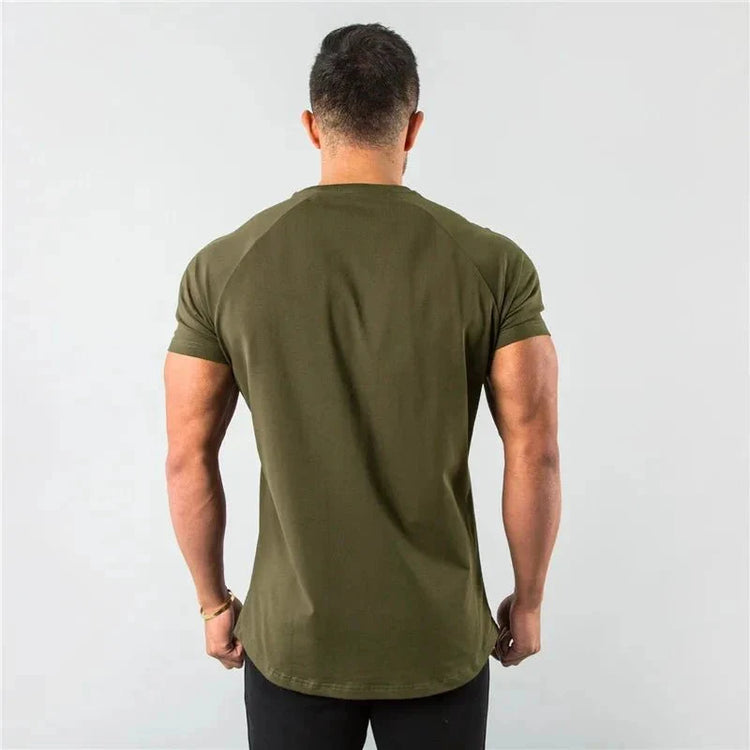 T Shirt Men Casual Short Sleeve Muscle Joggers Bodybuilding Tshirt Male Gym Fitness Tops Tee Streetwear Slim Fit Summer T-shirt MANDOTOS