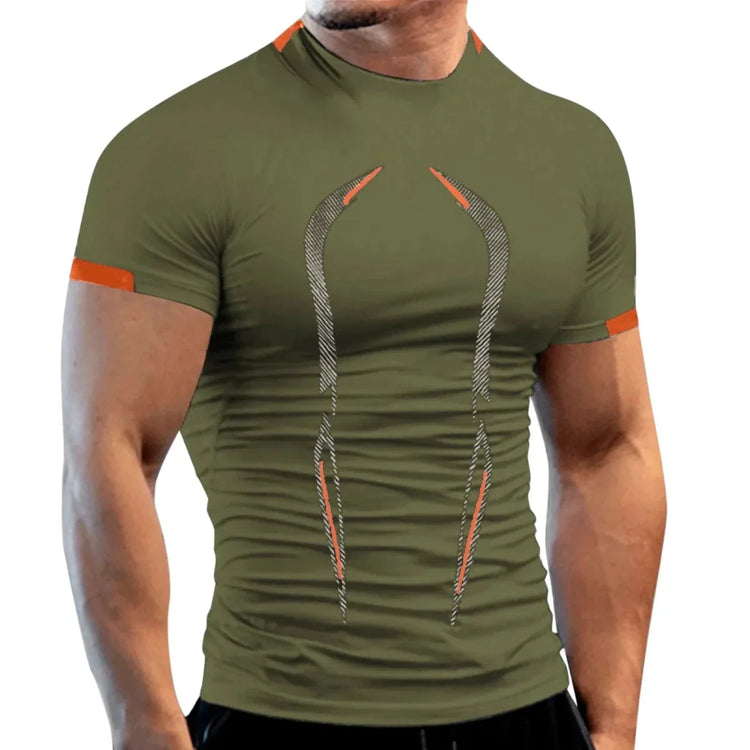 New Summer Gym Breathable T Shirt Men Quick Drying Jogging TShirt Men Training Tees Fitness Tops Running T-shirt MANDOTOS
