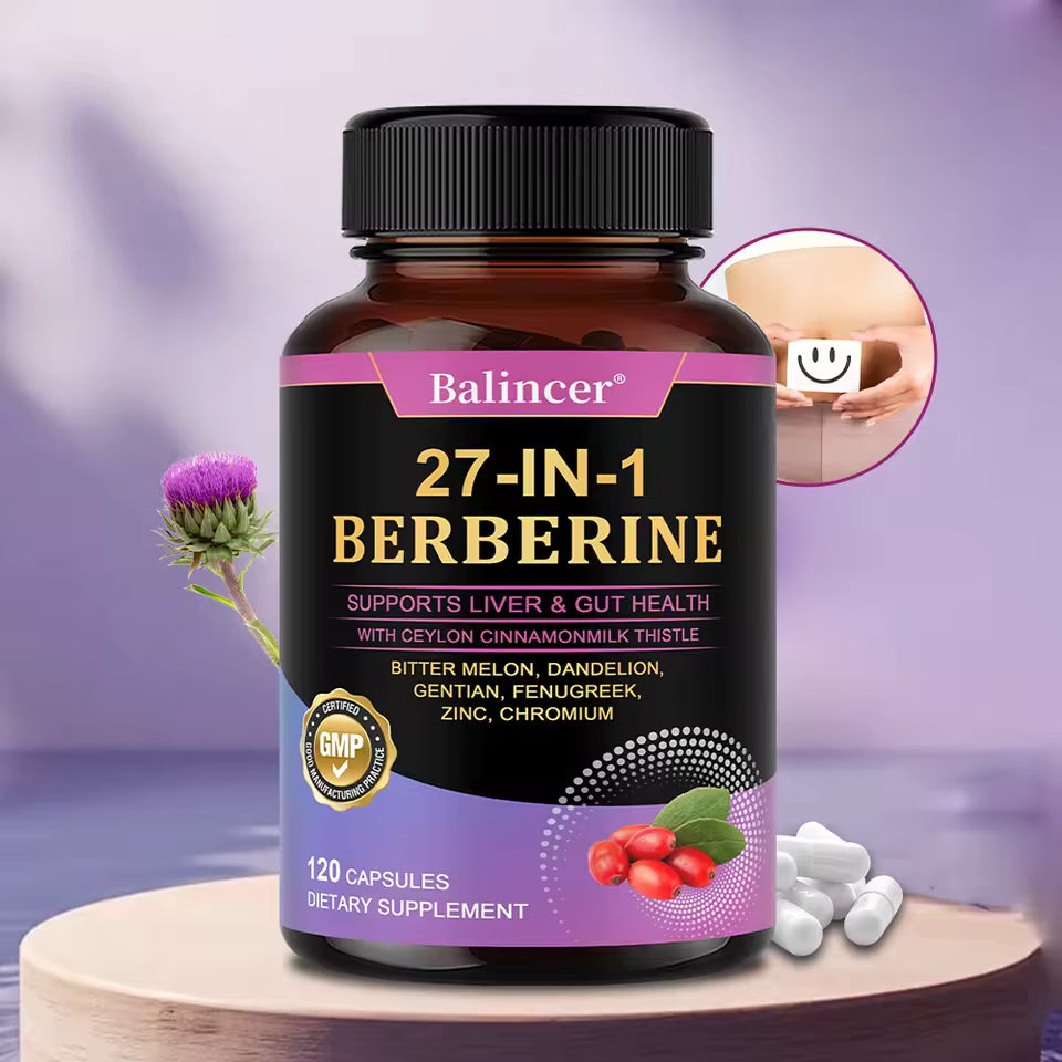27-IN-1 Berberine Supplement | Liver and Gut Health | Blood Sugar Support | Ceylon Cinnamon Milk Thistle | 120 Capsules Roksy