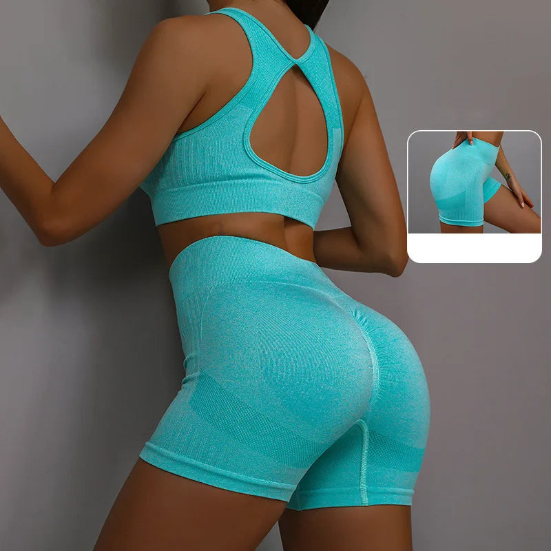 Yoga Women's Fitness Suit Shorts Workout Set