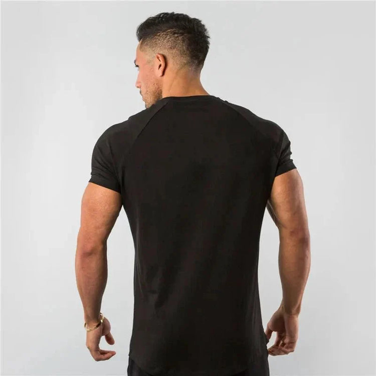 T Shirt Men Casual Short Sleeve Muscle Joggers Bodybuilding Tshirt Male Gym Fitness Tops Tee Streetwear Slim Fit Summer T-shirt MANDOTOS