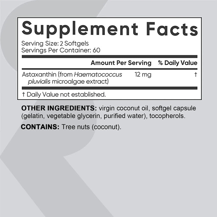 Astaxanthin - Promotes Eye, Joint, Skin and Heart Health, Improves Concentration and Memory  - 120 Capsules Roksy