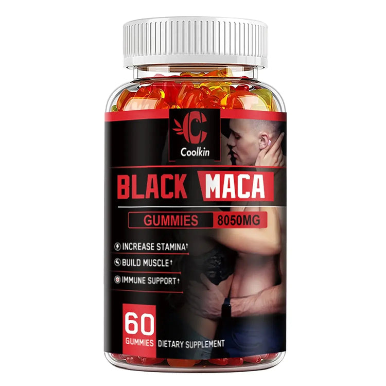 Black Maca Gummies - Performance and Mood Supplement, Supports Natural Health, Muscle Growth, Energy - 60 Gummies Roksy