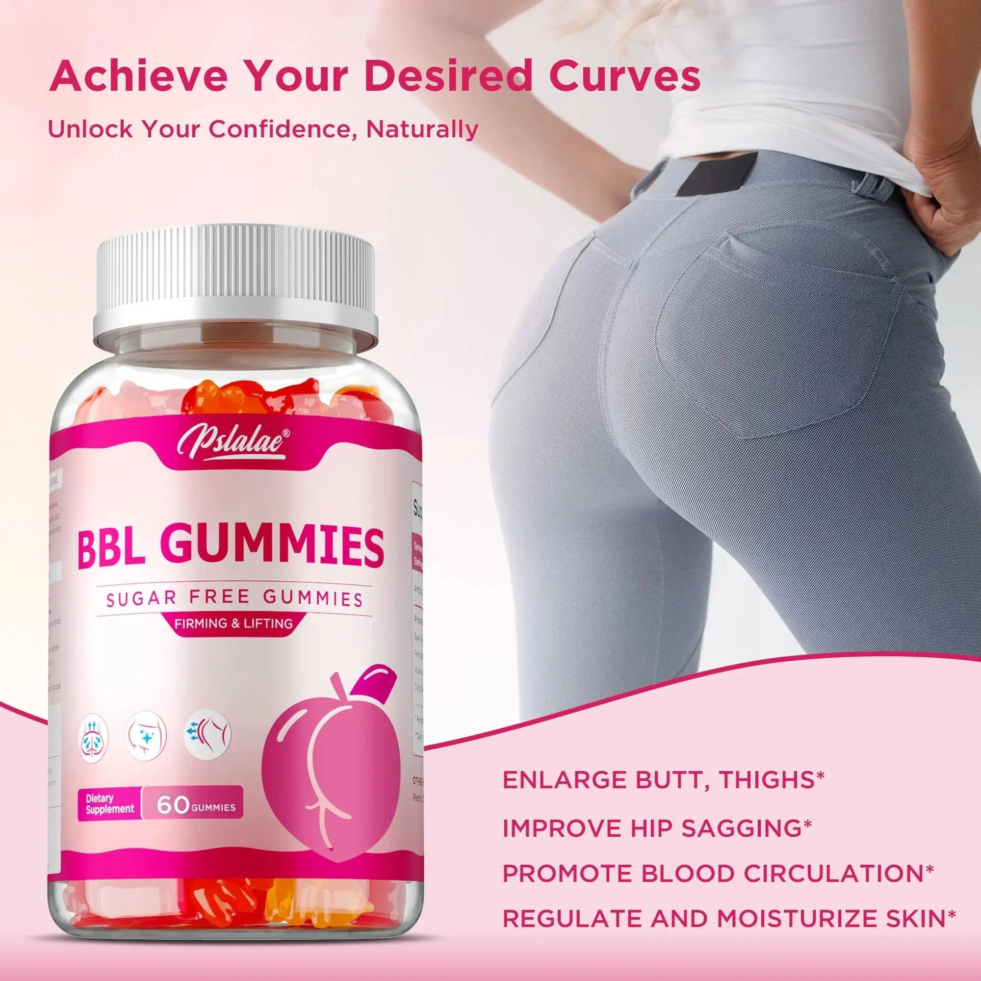 BBL Gummies - Big Butt, Manage Body Shape, Improve Appearance, Increase Confidence, Sculpt Your Butt and Hips - 60 Capsules Roksy