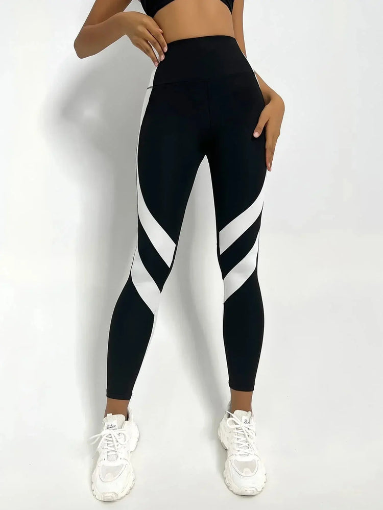 Two Tone Yoga Leggings Tummy Control Sports Tights THRIXINE