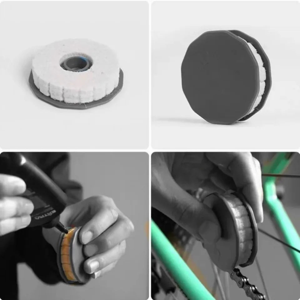 Bicycle chain oiling tool, lubrication and maintenance device, chain roller type chain oiling device Pi-Mart