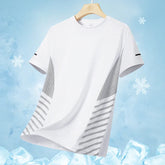 Running T-shirt Men Summer Ice Silk Thin Top Reflective Printing Quick Dry Short Sleeve Breathable Fitness Sports T-shirt 5XL Pi-Mart