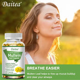 Natural Mullein Leaf Capsules Herbal Supplement for Lung Cleanse, Supports Healthy Respiratory Function, 120 Capsules Roksy