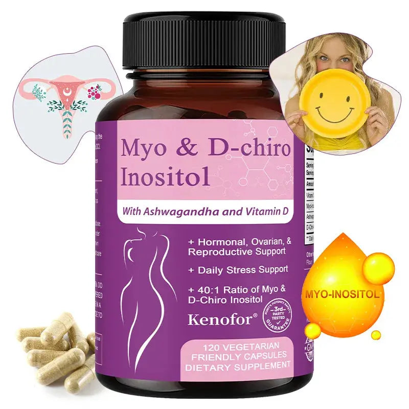Inositol Supplement for Women, with Ashwagandha & Vitamin D3, Support Nerve Health, Women's Health, 120 Capsules Roksy