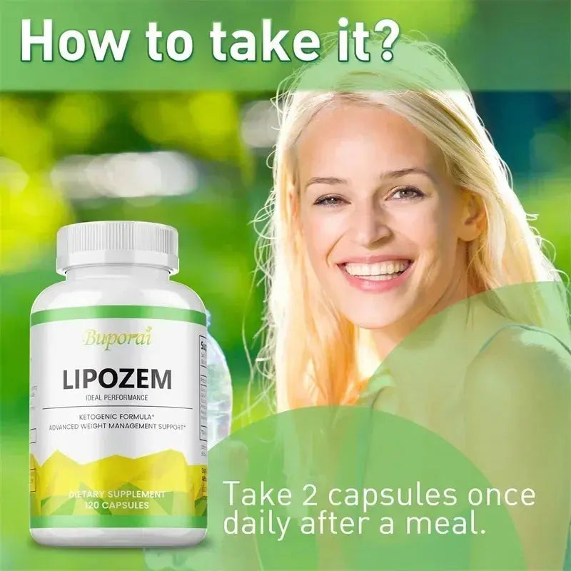 Natural Lipozem - Appetite Suppressant, Fat Burner,Relieves Bloating and Constipation, Improves Metabolism - 120 Capsules Roksy