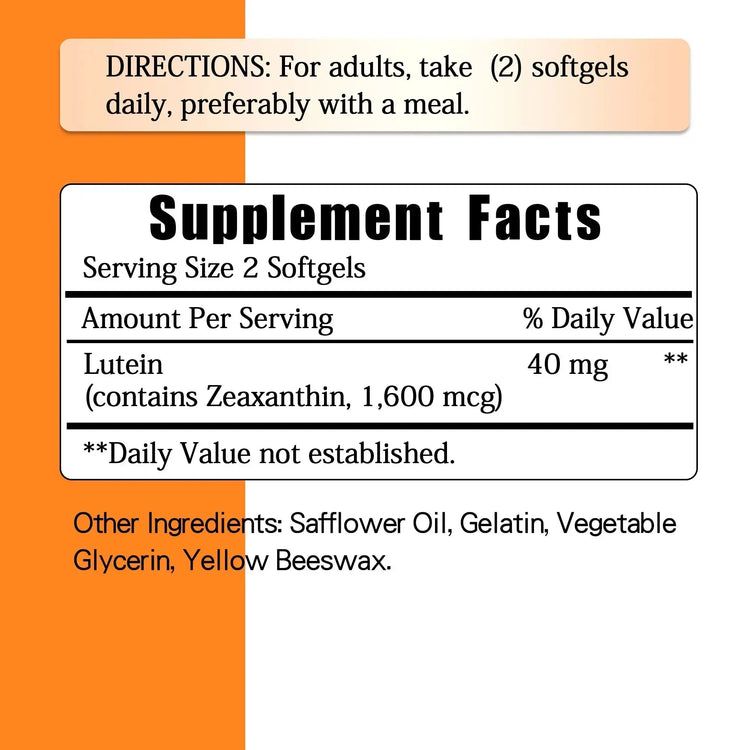 Lutein 40mg - with Zeaxanthin - Supports Healthy Vision, Blue Light Protection, Relieves Eye Fatigue and Dryness - 120 Capsules Roksy
