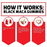 Black Maca Gummies - Performance and Mood Supplement, Supports Natural Health, Muscle Growth, Energy - 60 Gummies Roksy