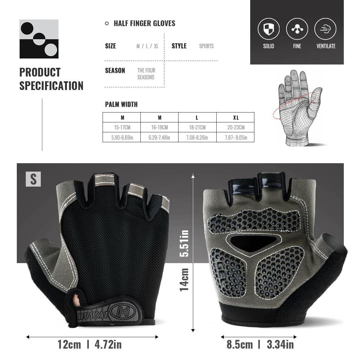 1 Pair Anti-Slip Cycling Gloves Breathable Half Fingerless Gloves Mtb Gloves Sunscreen Elastic Outdoor Sport Bicycle Gloves Pi-Mart