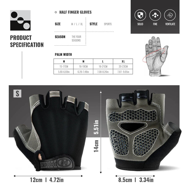 1 Pair Anti-Slip Cycling Gloves Breathable Half Fingerless Gloves Mtb Gloves Sunscreen Elastic Outdoor Sport Bicycle Gloves Pi-Mart