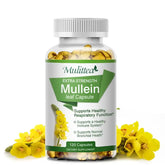 Mulittea Natural Mullein Leaf Capsules Herbal Supplement for Lung Cleanse Helps Healthy Respiratory Function & Mucous Membranes Roksy