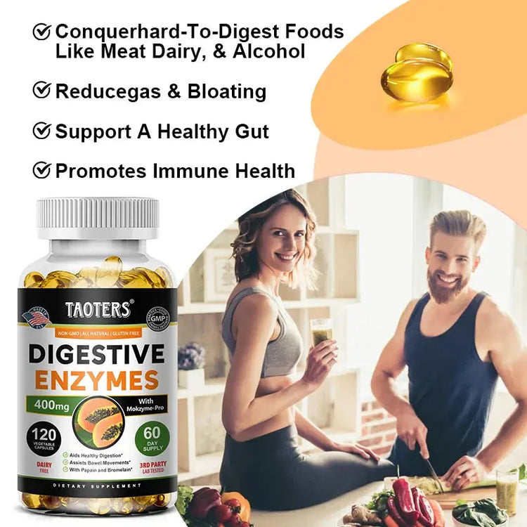 Digestive Enzymes Capsules - Aids in Bowel Movements, Metabolism, Nutrient Digestion and Intestinal Health Roksy