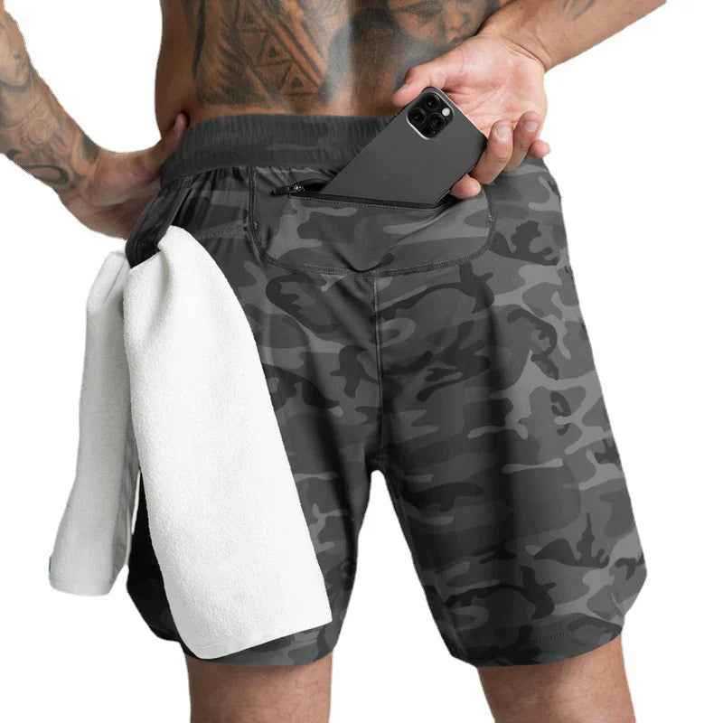 Men Quick Dry Fitness Shorts Breathable Athletic Casual Wear Pi-Mart