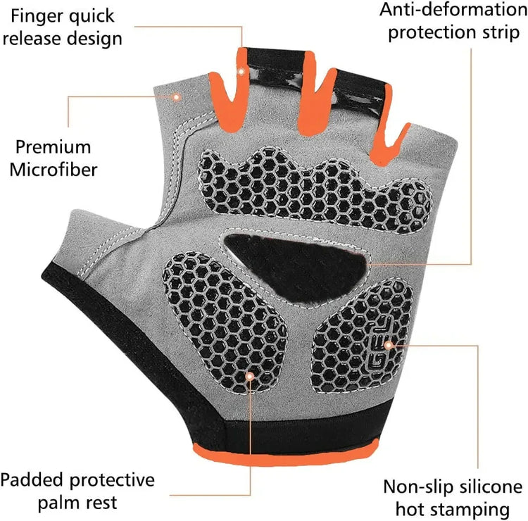 1 Pair Anti-Slip Cycling Gloves Breathable Half Fingerless Gloves Mtb Gloves Sunscreen Elastic Outdoor Sport Bicycle Gloves Pi-Mart