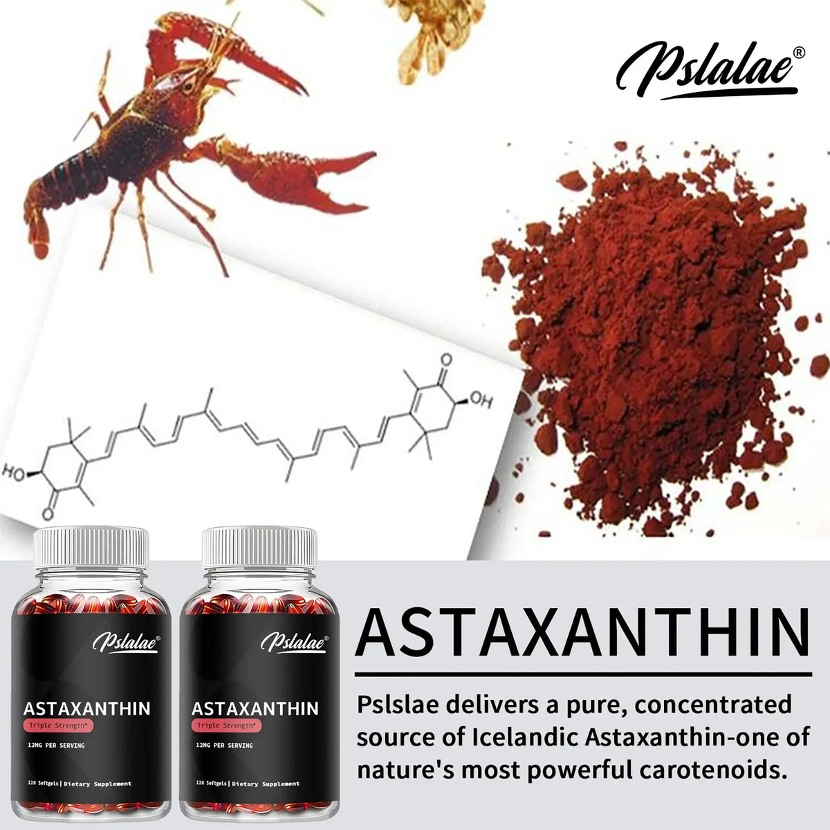 Astaxanthin - Promotes Eye, Joint, Skin and Heart Health, Improves Concentration and Memory  - 120 Capsules Roksy