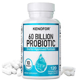 Probiotics 60 Billion CFU - 10 Strains+Organic Prebiotics - Immune, Digestive & Gut Health, Supports Gas, Bloating, 120 Capsules Roksy
