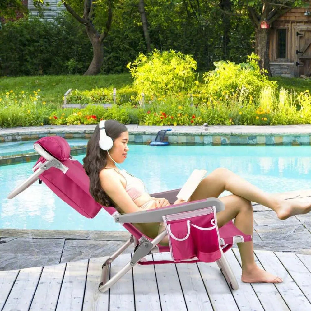 Lightweight Folding Beach & Camping Chair with Storage & Strap 24 Hour Sport