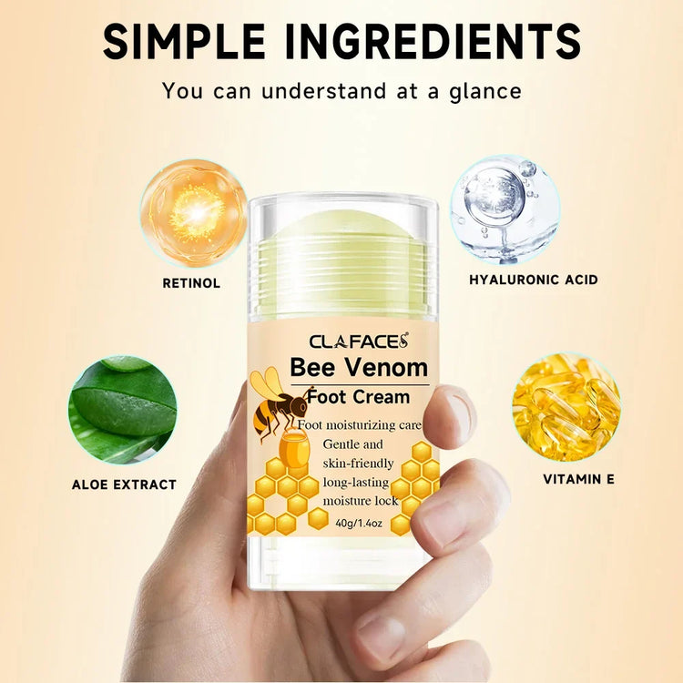 Bee Venom Fast Repair Foot Cream, Deeply Moisturizes Dry Cracked Feet, Exfoliates and Moisturizes Heel Care Stick, Quickly Sooth Pi-Mart