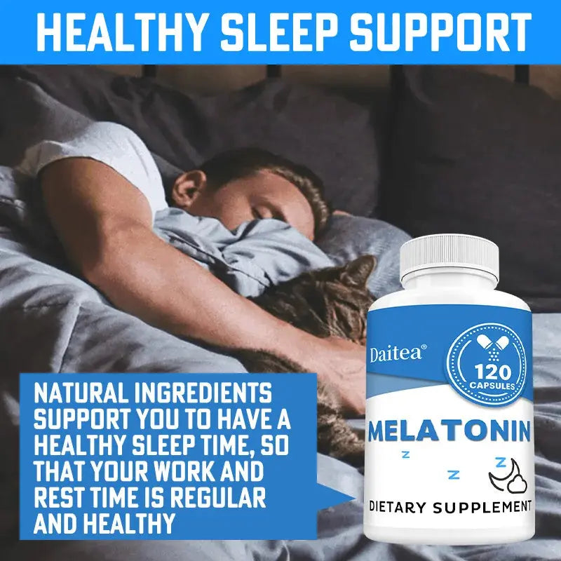 Melatonin Supplement Capsules 5 Mg - Natural Sleep Support, Relaxation and Calmness, Promotes Sleep Quality Roksy