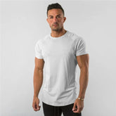 T Shirt Men Casual Short Sleeve Muscle Joggers Bodybuilding Tshirt Male Gym Fitness Tops Tee Streetwear Slim Fit Summer T-shirt MANDOTOS