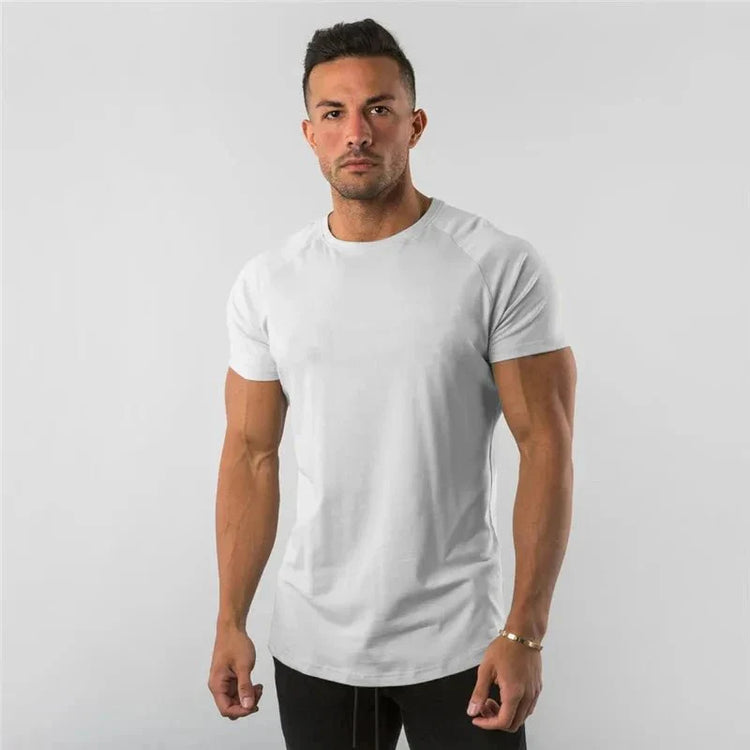 T Shirt Men Casual Short Sleeve Muscle Joggers Bodybuilding Tshirt Male Gym Fitness Tops Tee Streetwear Slim Fit Summer T-shirt MANDOTOS
