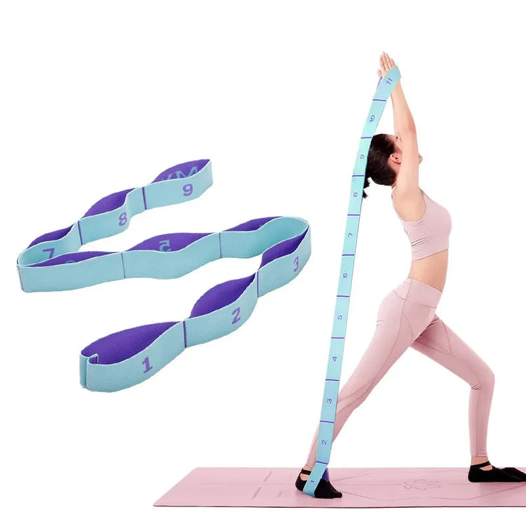Elastic Yoga Stretching Strap with Loops for Pilates & Dance 24 Hour Sport