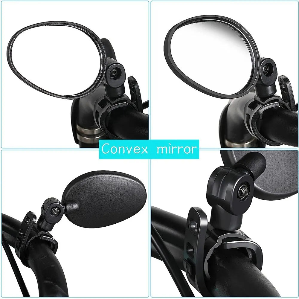 1pcs Bike Rearview Mirror 360° Adjustable Rotatable Handlebar Convex Mirror Safe Wide Angle For Bicycle Cycling Outdoor Sports Pi-Mart