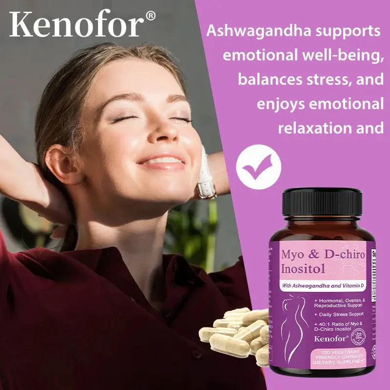 Inositol Supplement for Women, with Ashwagandha & Vitamin D3, Support Nerve Health, Women&