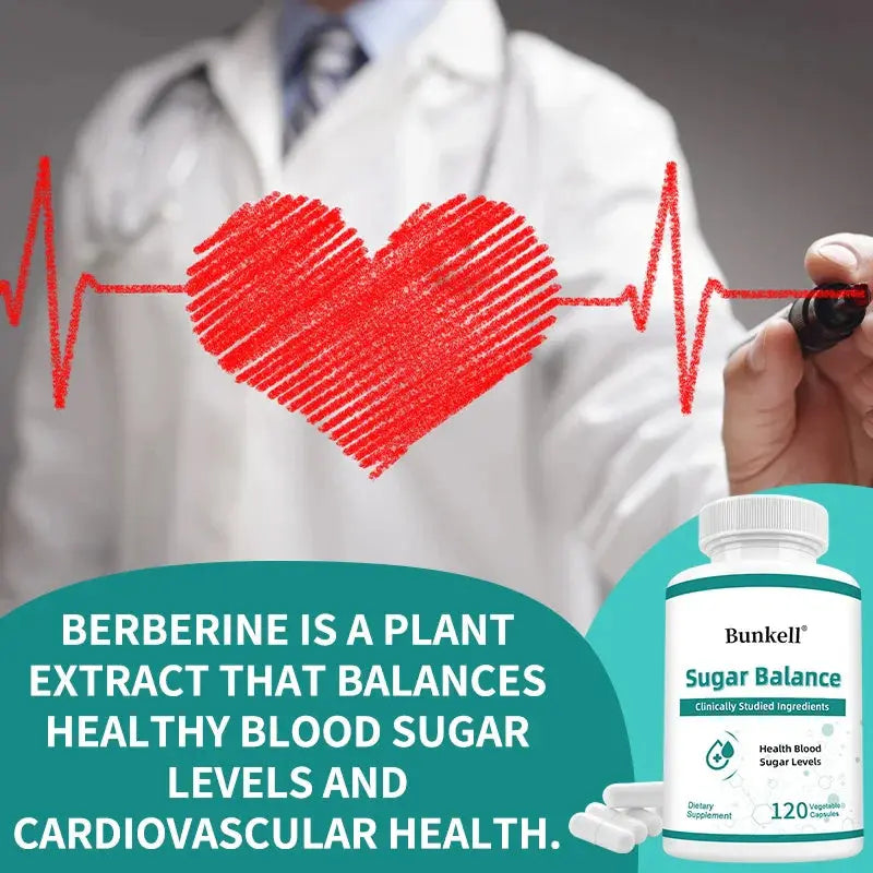 Sugar Balance Supplement - Supports Cardiovascular and Heart Health, Non-GMO, Gluten-Free, with Vitamin C, Berberine HCl Roksy