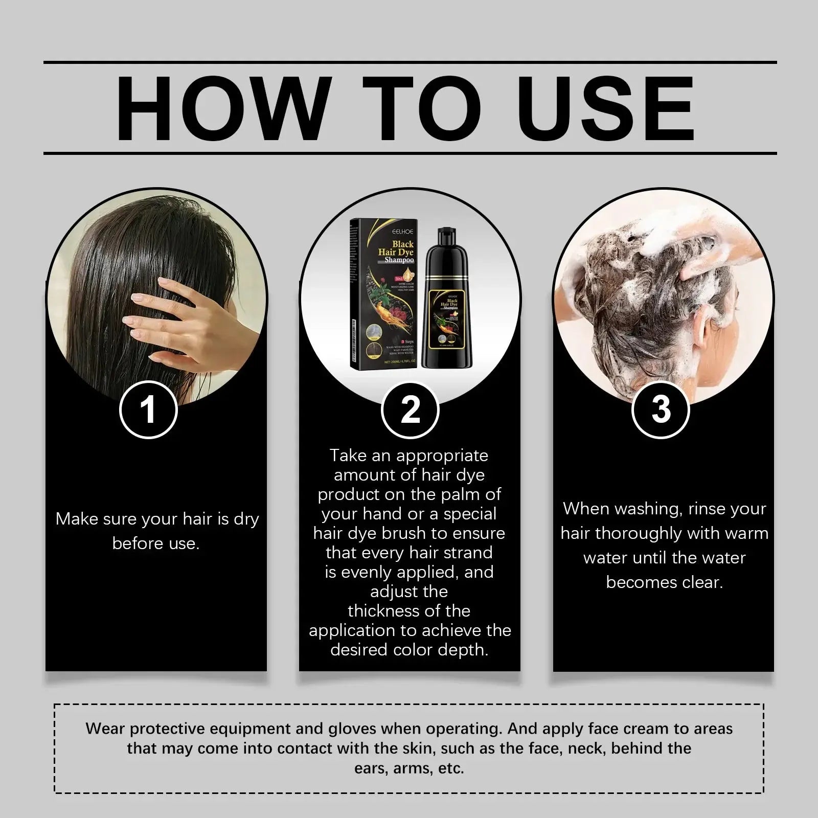 3 In 1 Hair Dye Black Shampoo Gray Hair to Dark Brown Black Repair Dry Hair Deep Nourishing Cleaning Restoration Hair Care Roksy