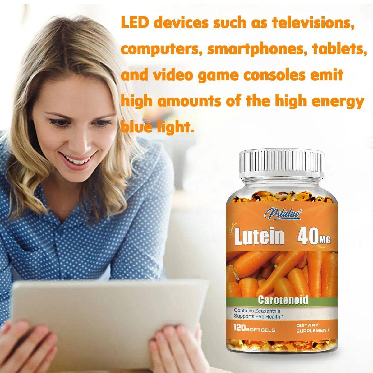 Lutein 40mg - with Zeaxanthin - Supports Healthy Vision, Blue Light Protection, Relieves Eye Fatigue and Dryness - 120 Capsules Roksy