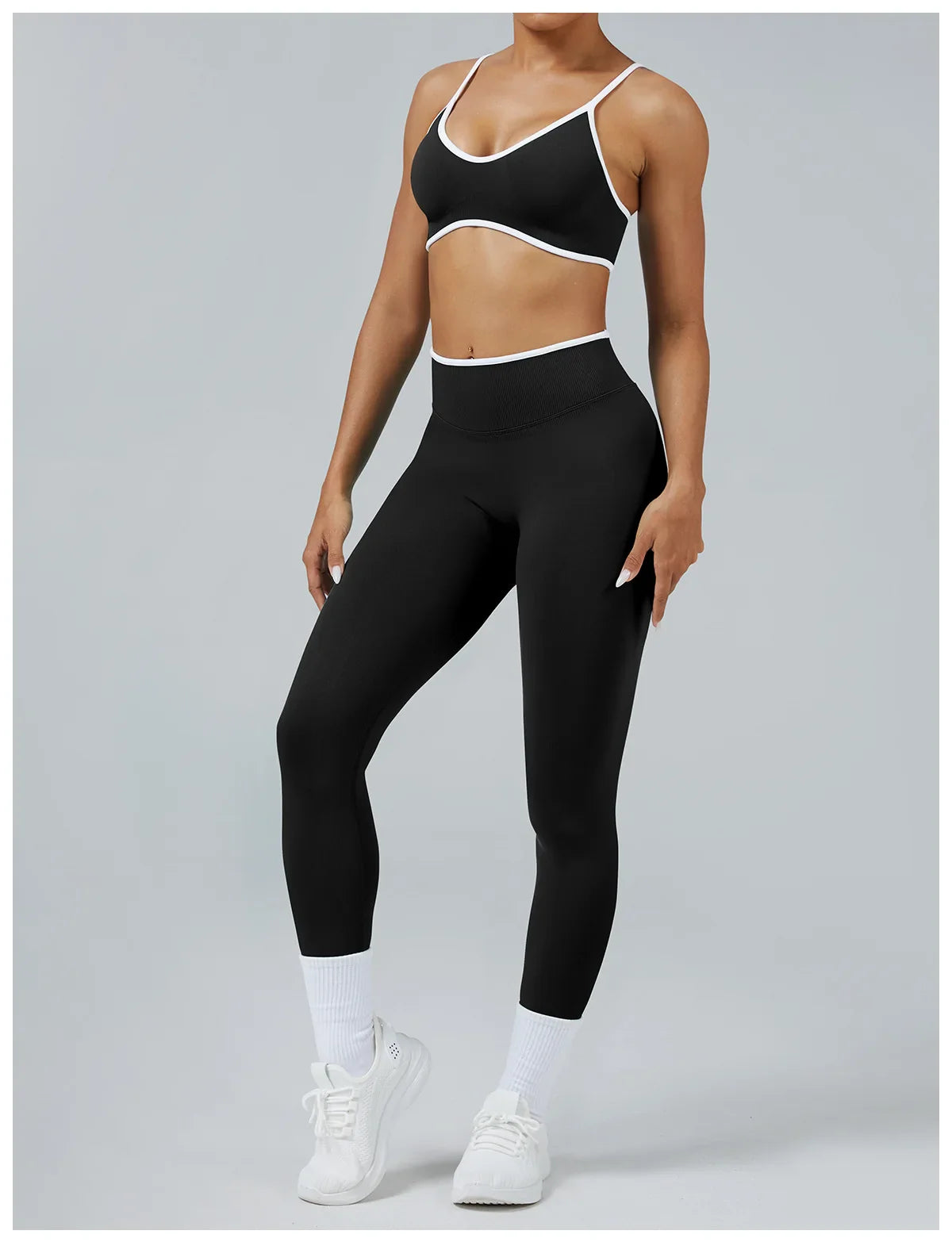 Sculpting Color Block Yoga Set with Tummy Control Shorts Pi-Mart